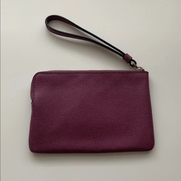 Coach Women's Purple Corner Zip Wristlet - Picture 3 of 7